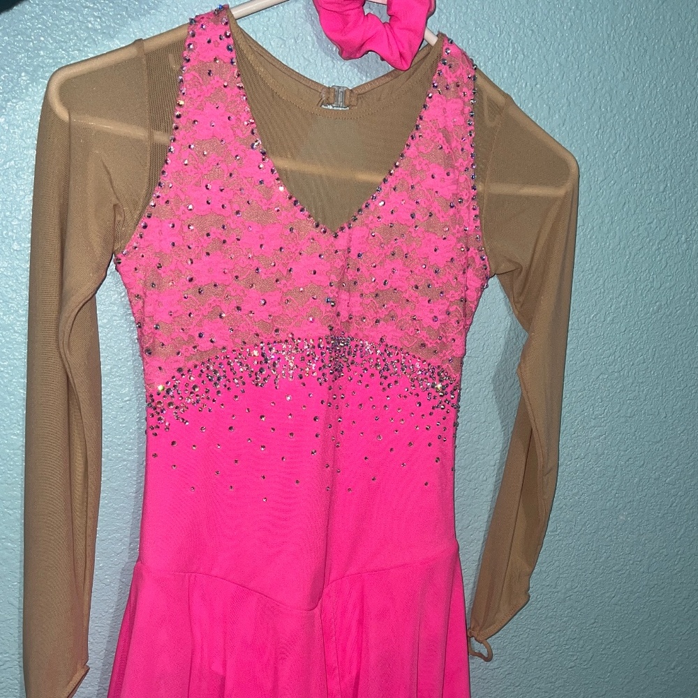 Bright Pink figure skating dress